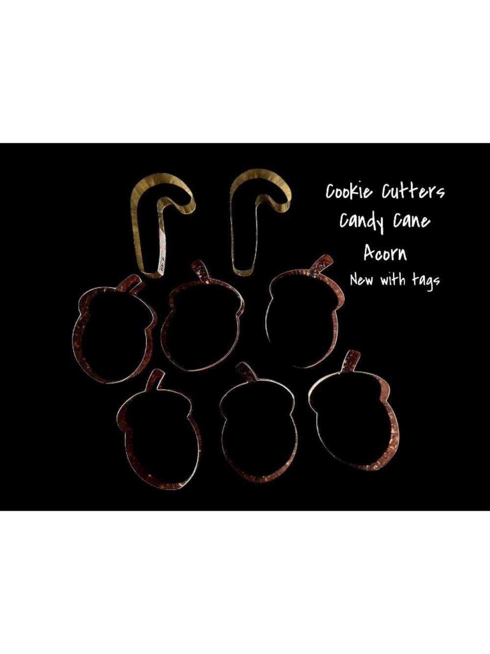 Set of 8 Brand New Holiday Cookie Cutters: Acorn & Candy Cane Designs New